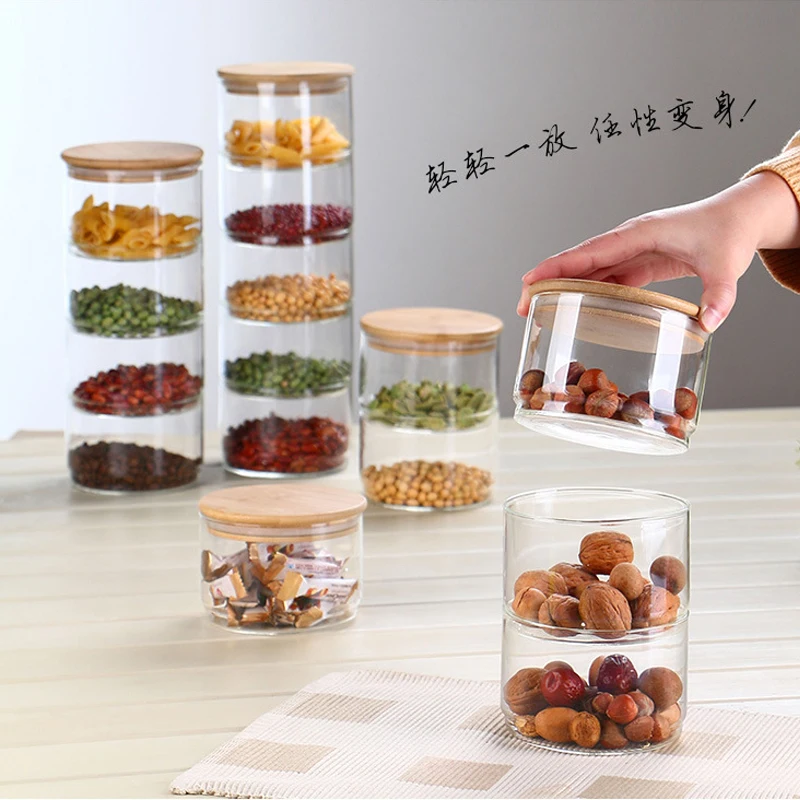 Food Storage Glass Set - Nieuwe 1200 ml 3-laags glazen voorraadbusjes