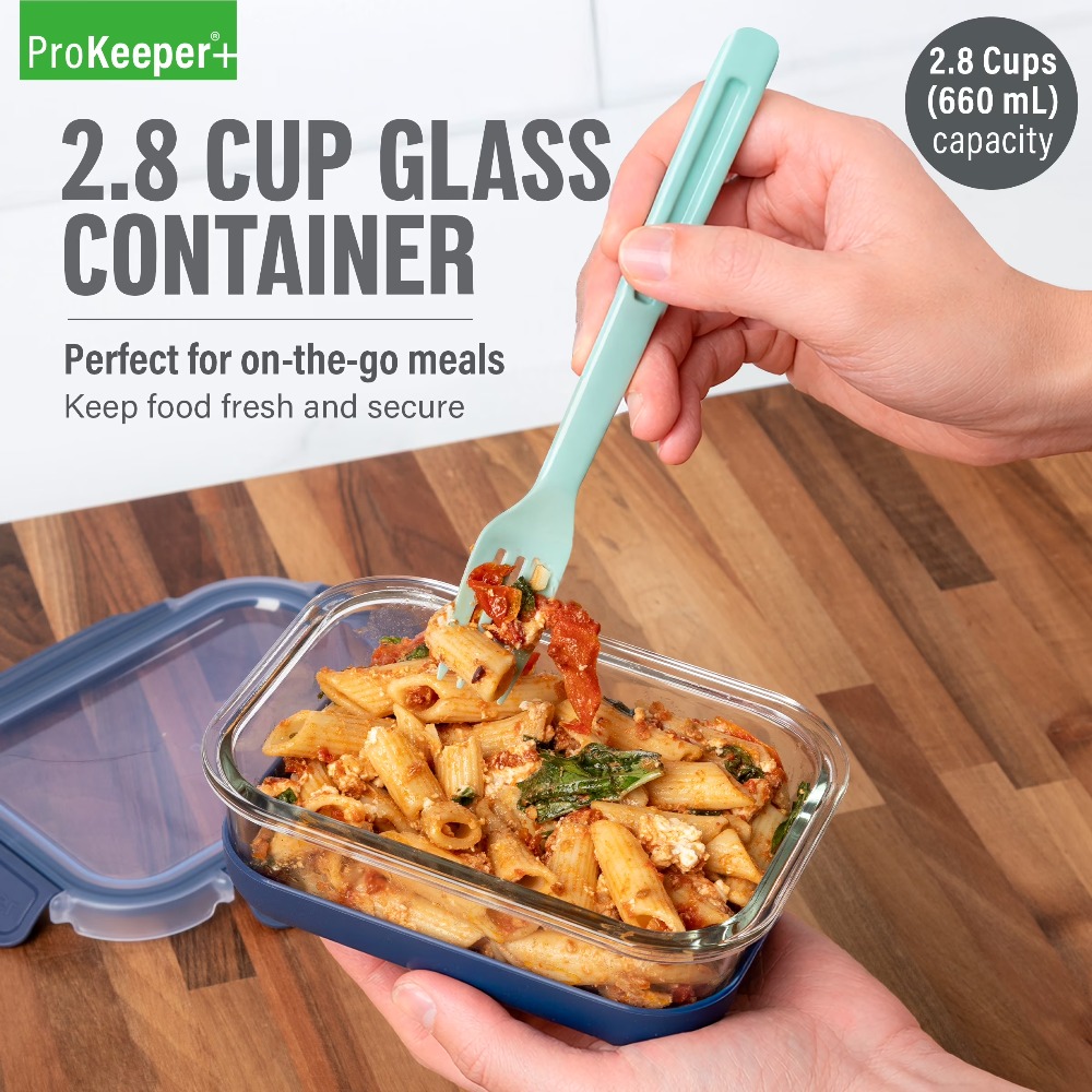 Food Storage In Pantry - 2,8-cup glazen voedselbewaarbak met siliconen bodem