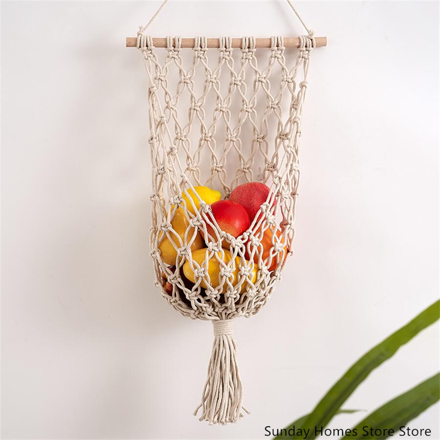 Food Storage In Plants - Macrame Fruit Opbergmand Hangmat Hangende Wandhouder