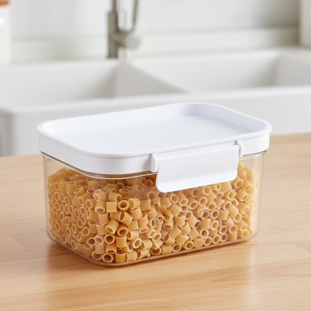 Food Storage In Pantry - Kleine rechthoekige plastic voorraadbak met deksel,