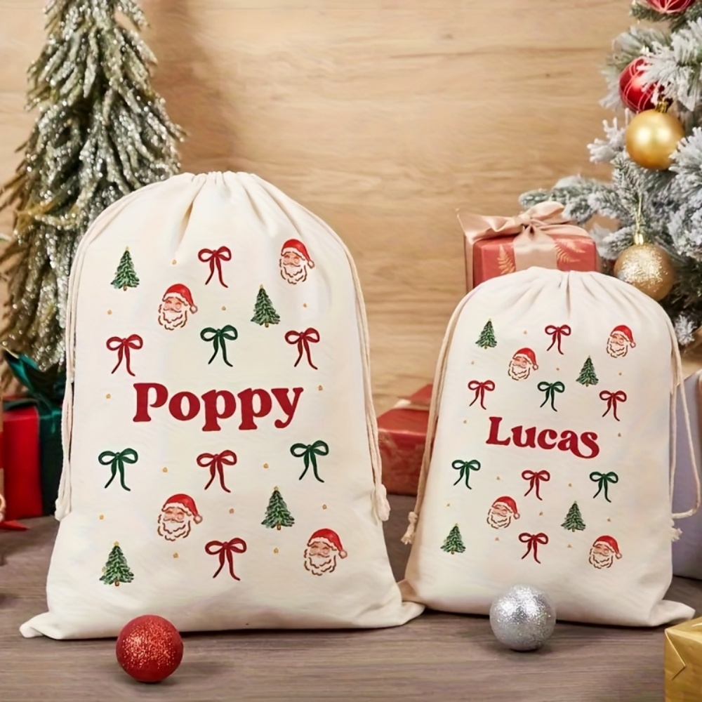 Food Storage In Plants - Gepersonaliseerde eenvoudige kerstman- & kerststrik-trekkoordtas, op