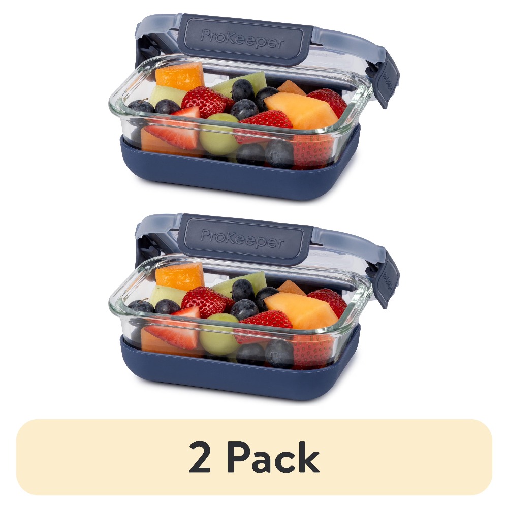Food Storage In Pantry - 2-pack glazen voedselbewaarcontainers van 1,6 kopjes