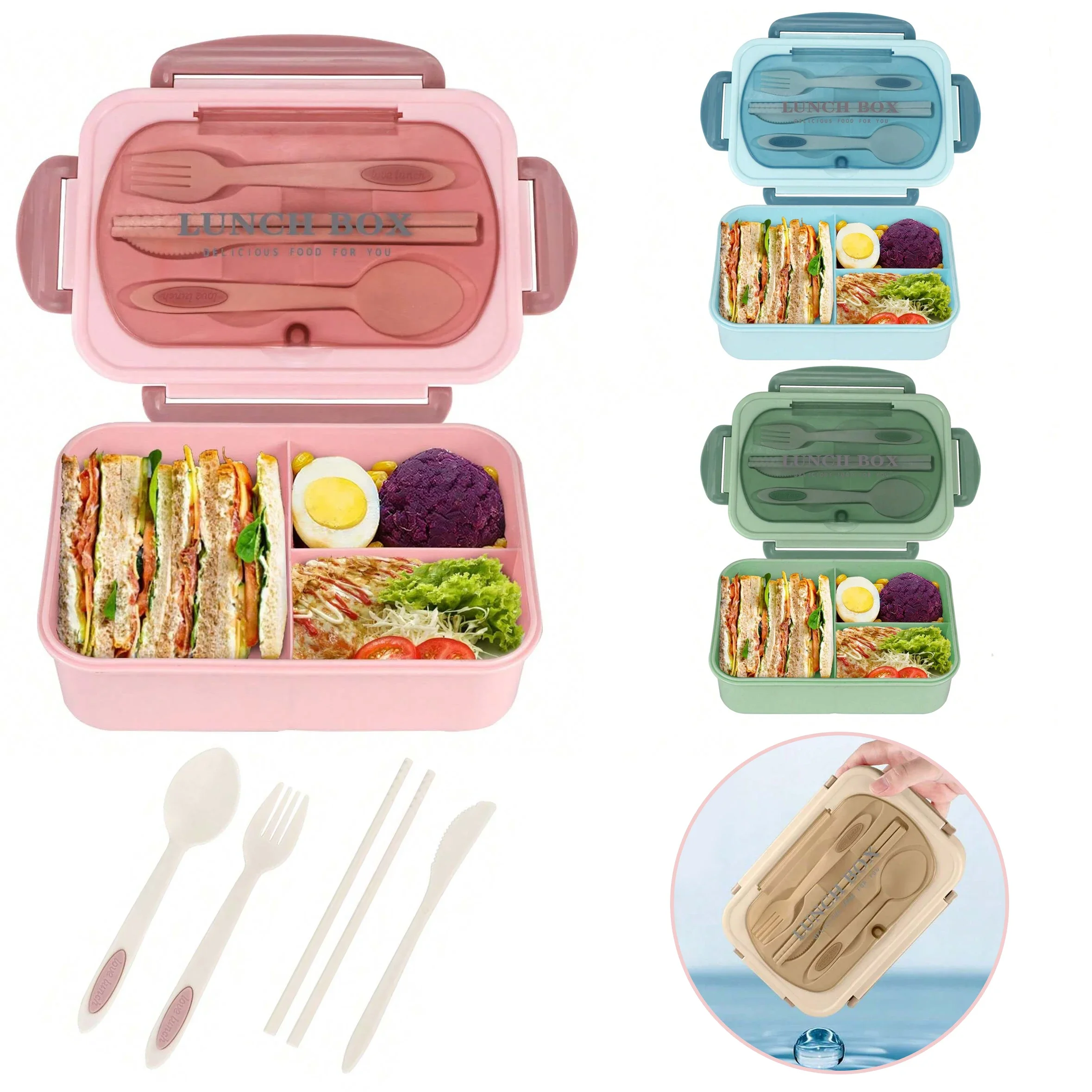 Food Storage With Compartments - Bento Box voor volwassenen met 3