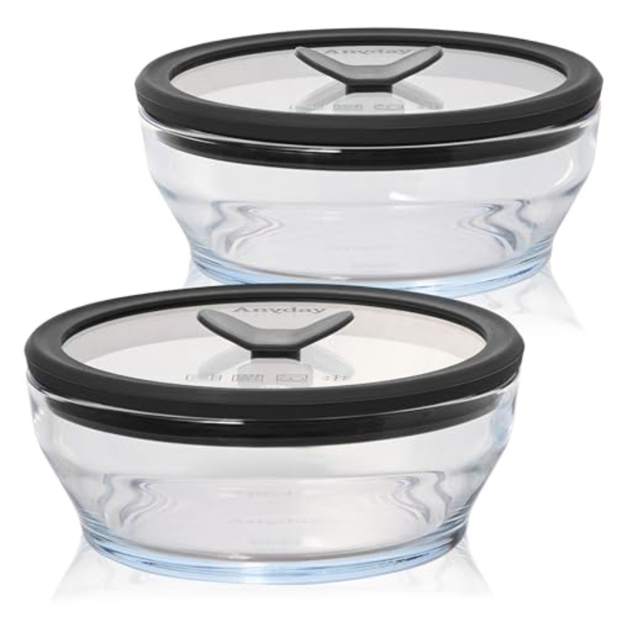 Food Storage Glass Set - 2-delige glazen voedselbewaarset voor 2 kopjes