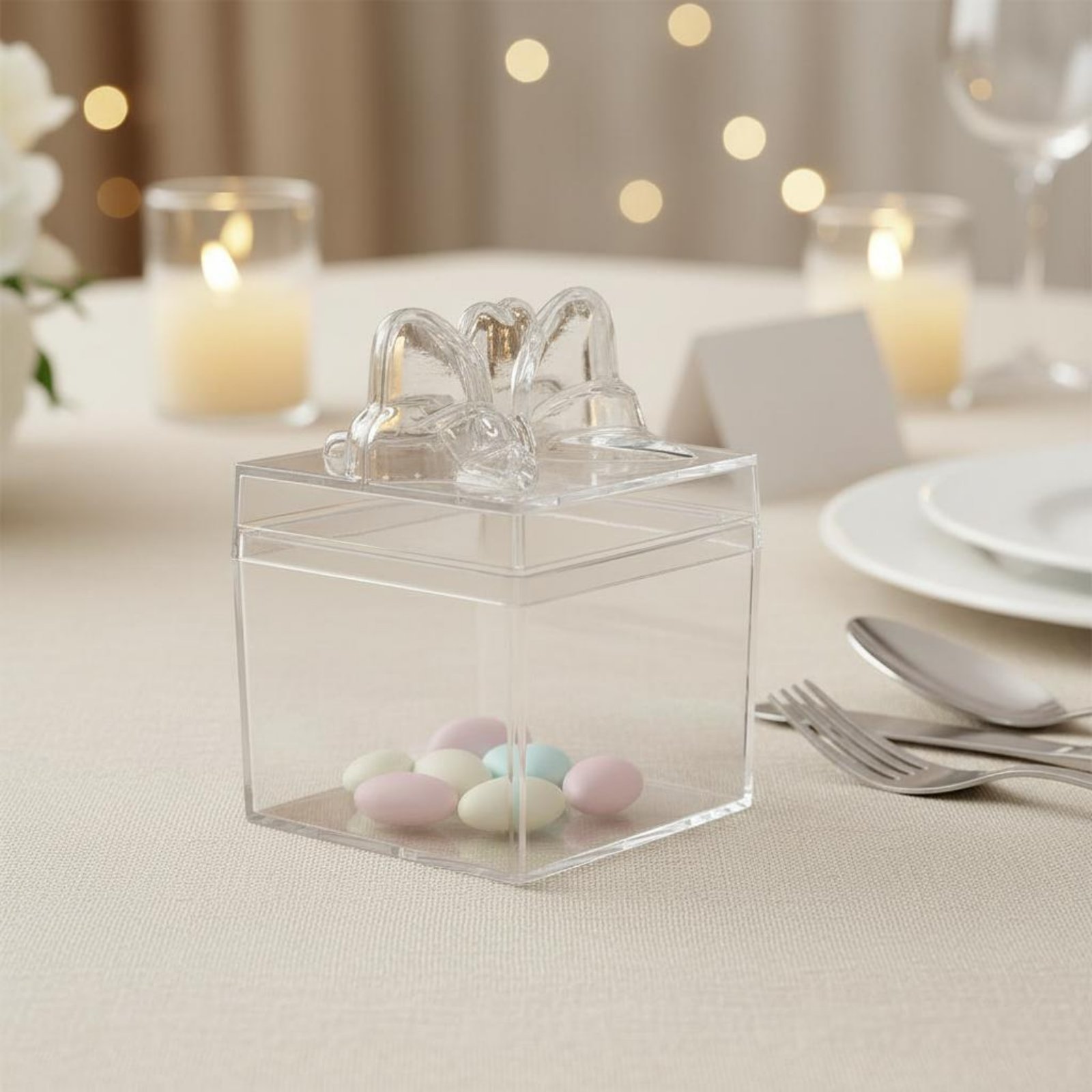 Food Storage And Container - Transparante plastic snoepdoos met lint, multifunctionele