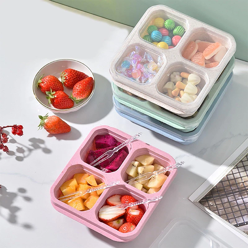 Food Storage With Compartments - 4 Roosters Voedsel Opbergdoos Draagbare Compartiment