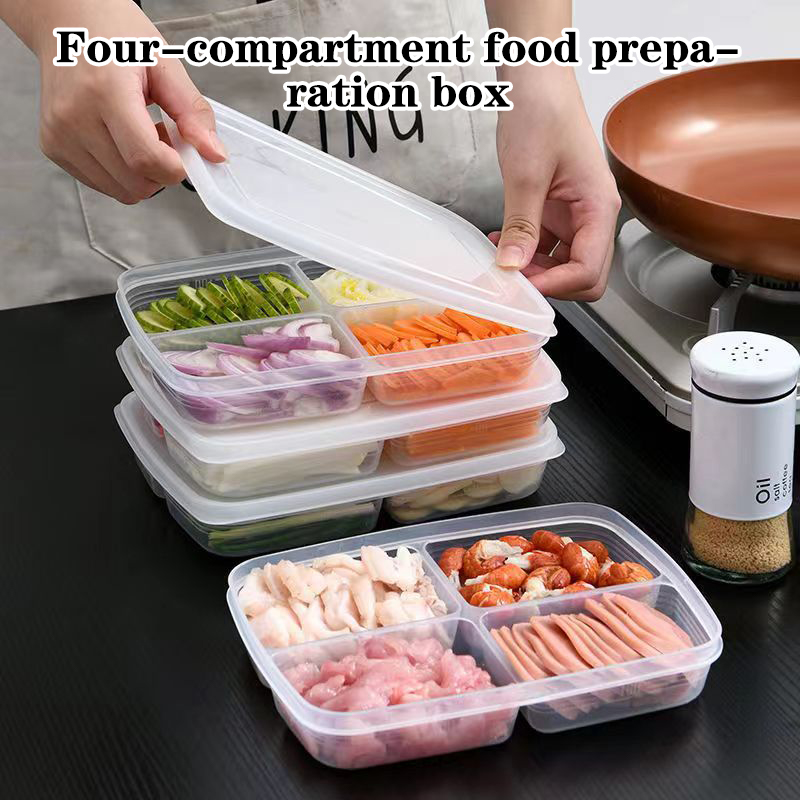 Food Storage With Compartments - Nieuwe【4 roosters Plastic opbergdoos Draagbaar compartiment