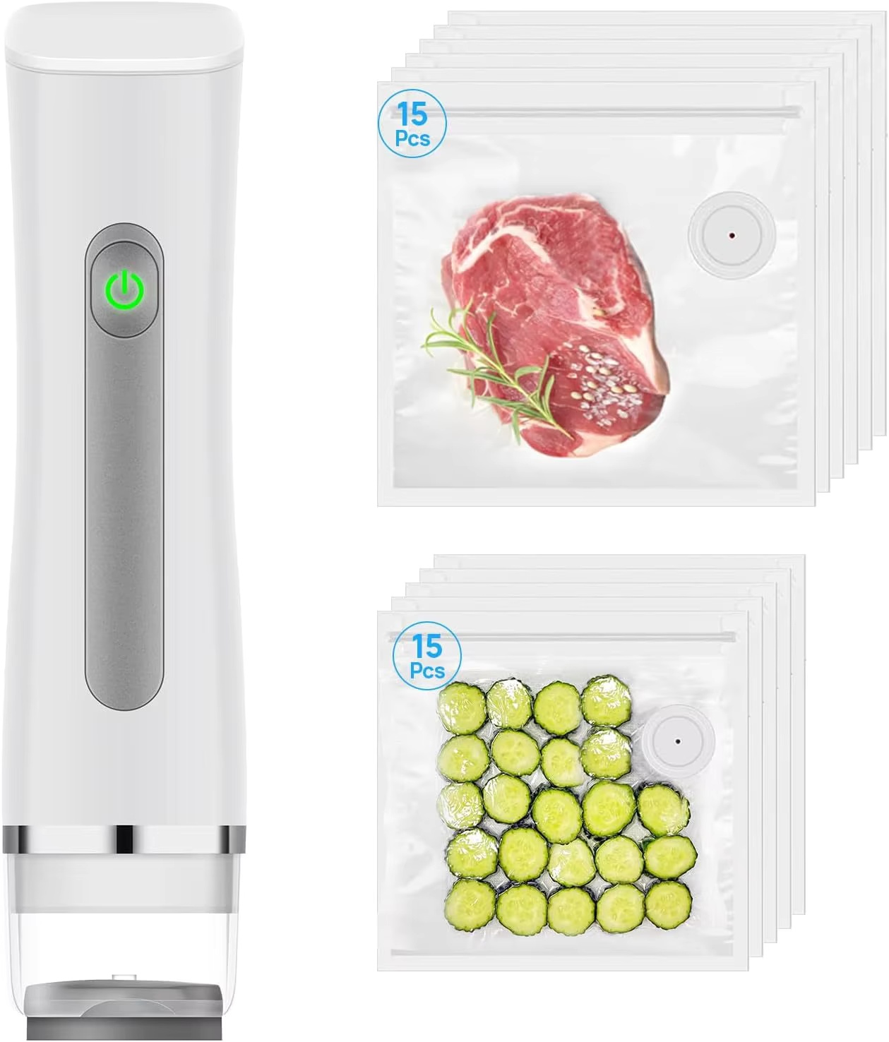 Food Storage Zip Bags - Vacumeermachine voor voedsel met zichtbare watertank,