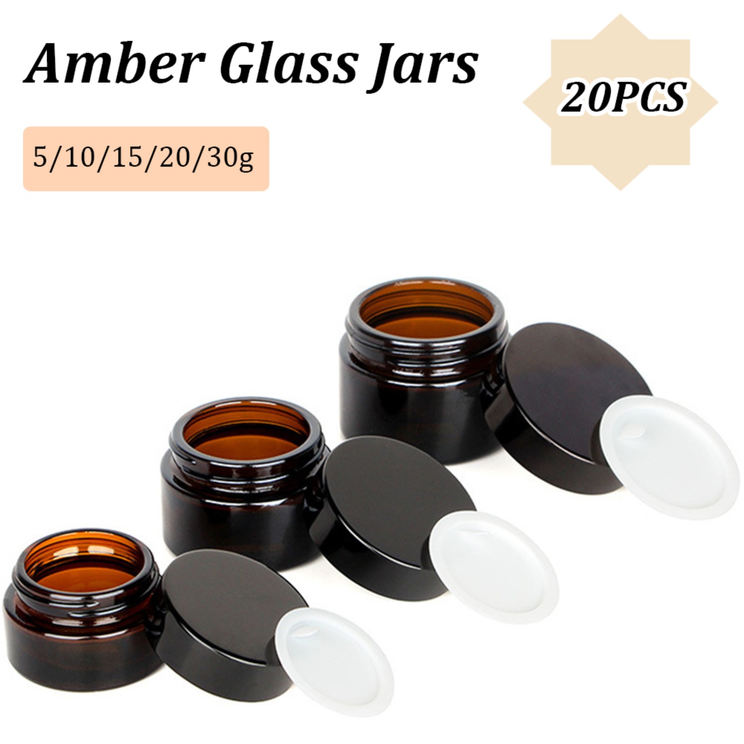 Food Storage Glass Set - 20 STKS Kleine Amber Glazen Potten