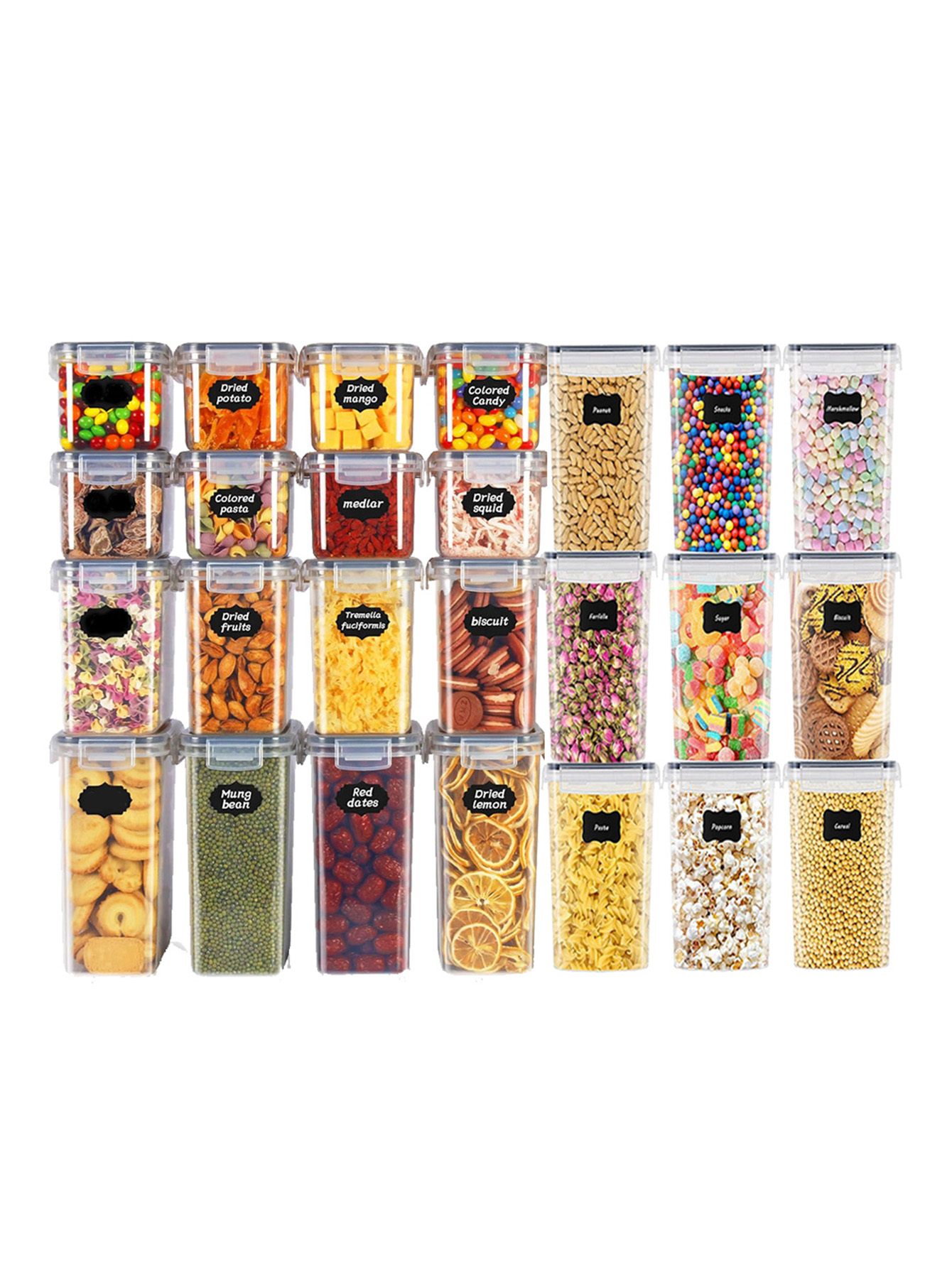 Food Storage In Pantry - 48 stuks, verzegelde voedselbewaarcontainers met deksels,