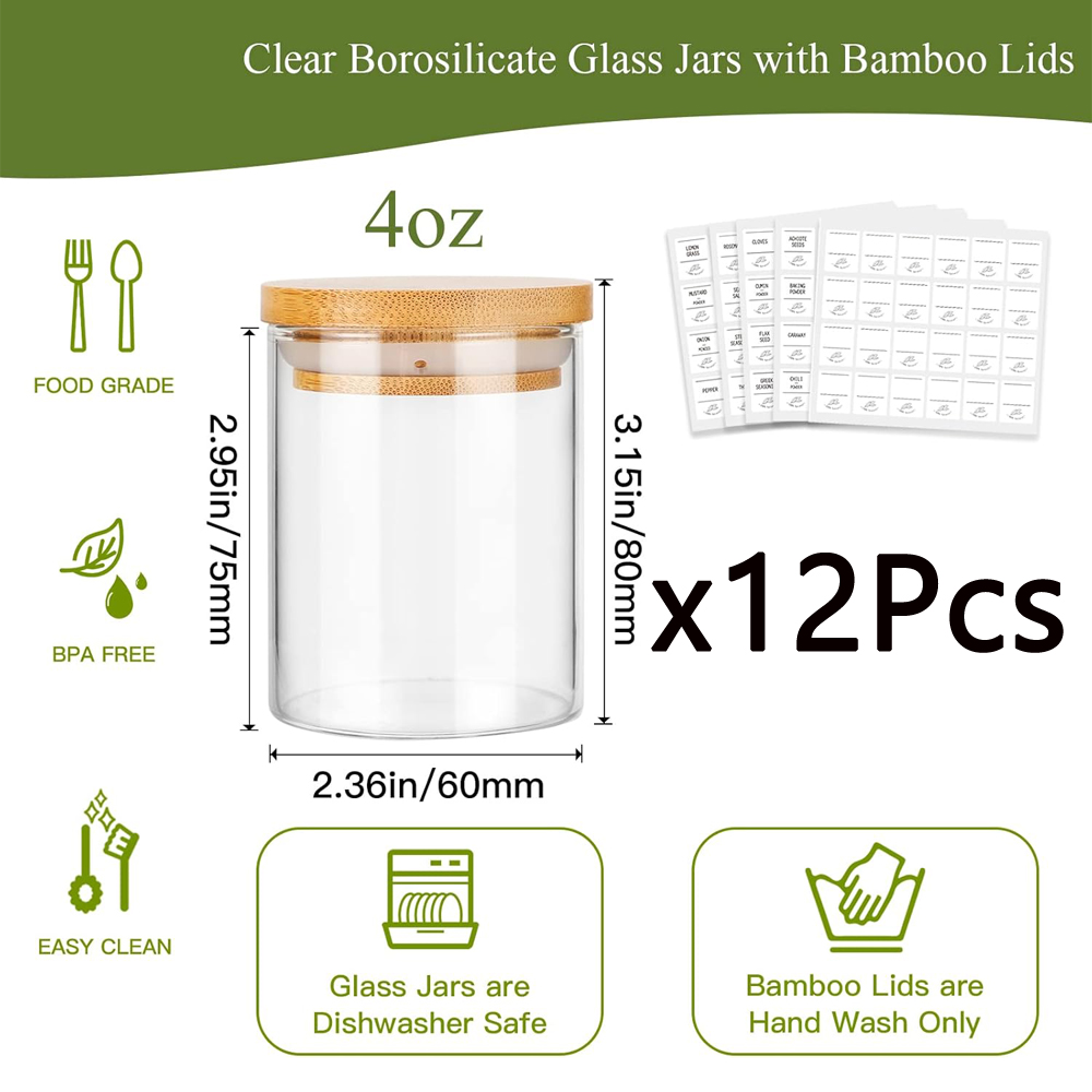 4oz glazen kruidenpotjes met b - Food Storage Drums recensie en prijs