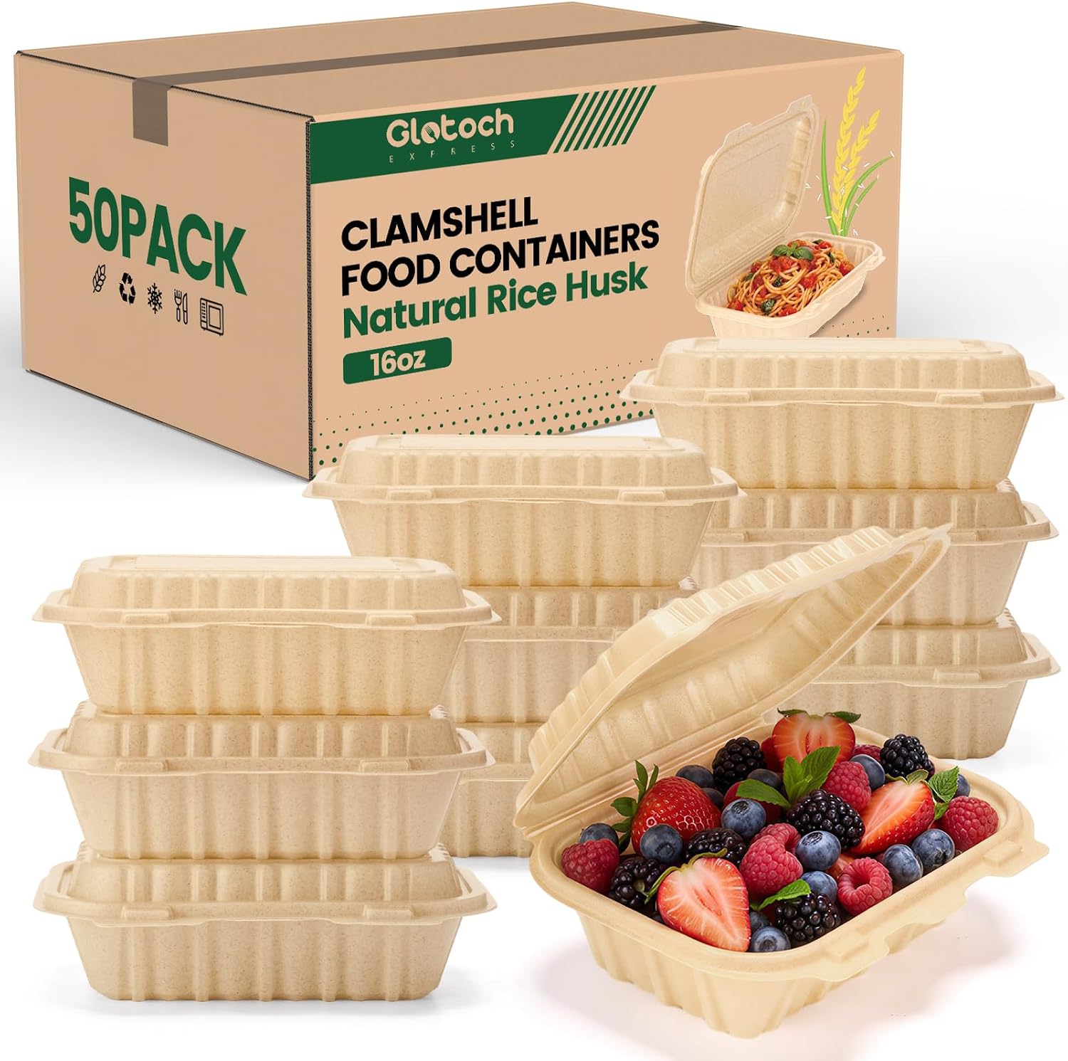 50 stuks 16oz clamshell afhaal - Food Storage Safe recensie en prijs