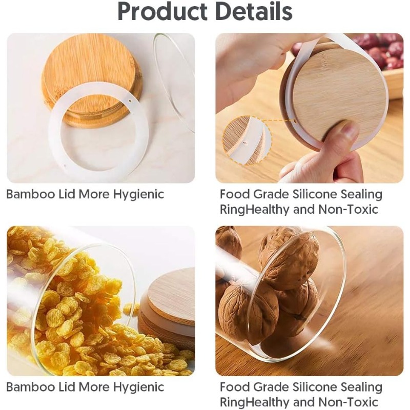 12-glazen potten set met bambo - Food Storage Glass Set recensie en prijs